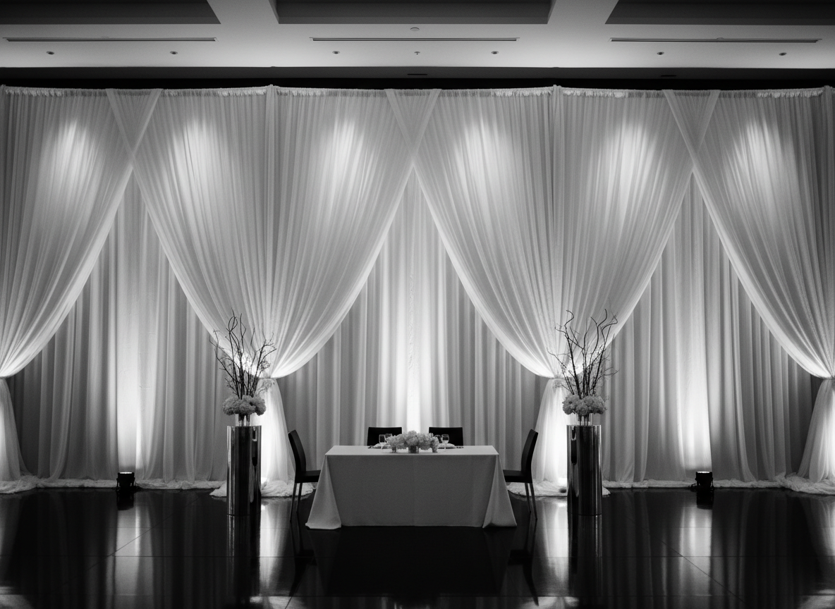 Wedding pipe and drape setup in Denver
