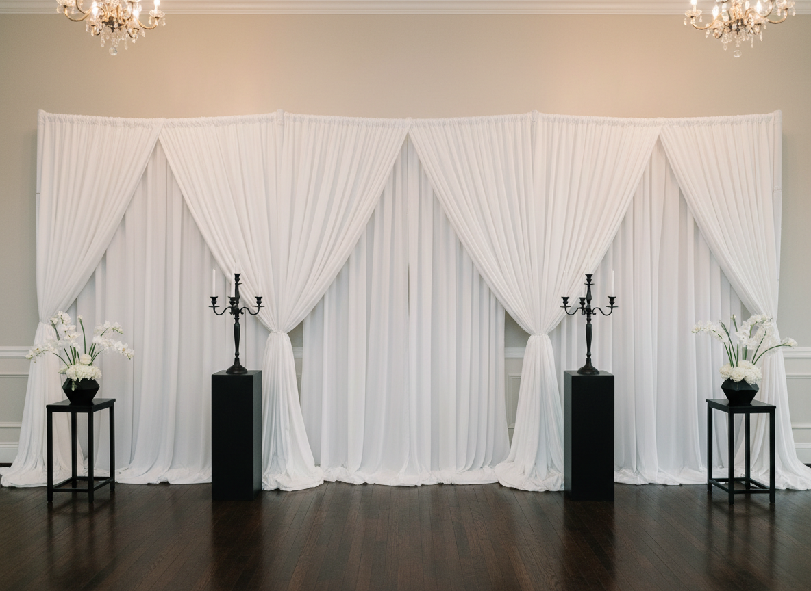 Room divider pipe and drape wedding venue Denver