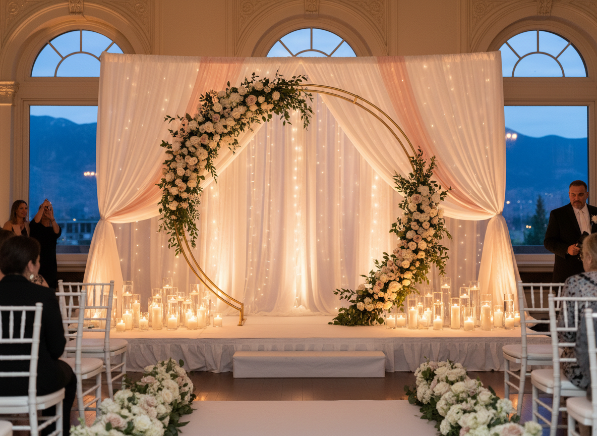 Professional pipe and drape event setup in Denver